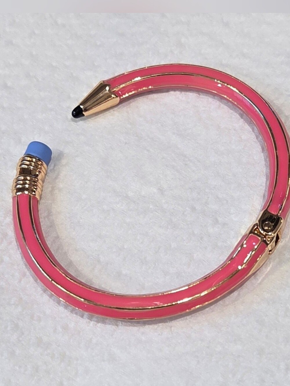 Betsey Johnson Pink Enamel Pencil Cuff Bracelet with Gold-Tone Accents